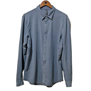 Lululemon Commission Mens L Blue Button Down Long Sleeve Performance Shirt Retro